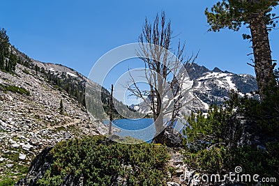 Sawtooth Lake in Idahoâ€™s Sawtooth Mountain Range in the Salmon-Challis National Forest near Stanley Idaho Stock Photo